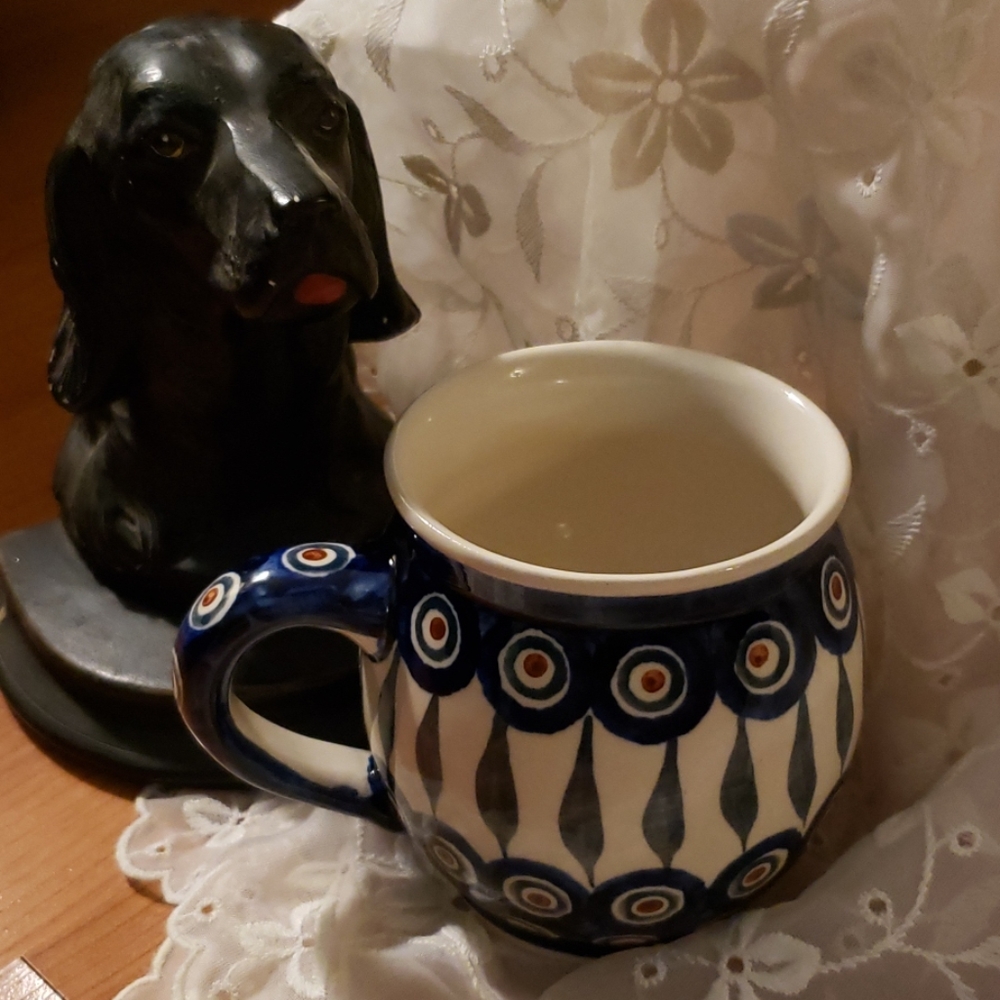 Boleslawiec handmade Polish Bubble mug pea…